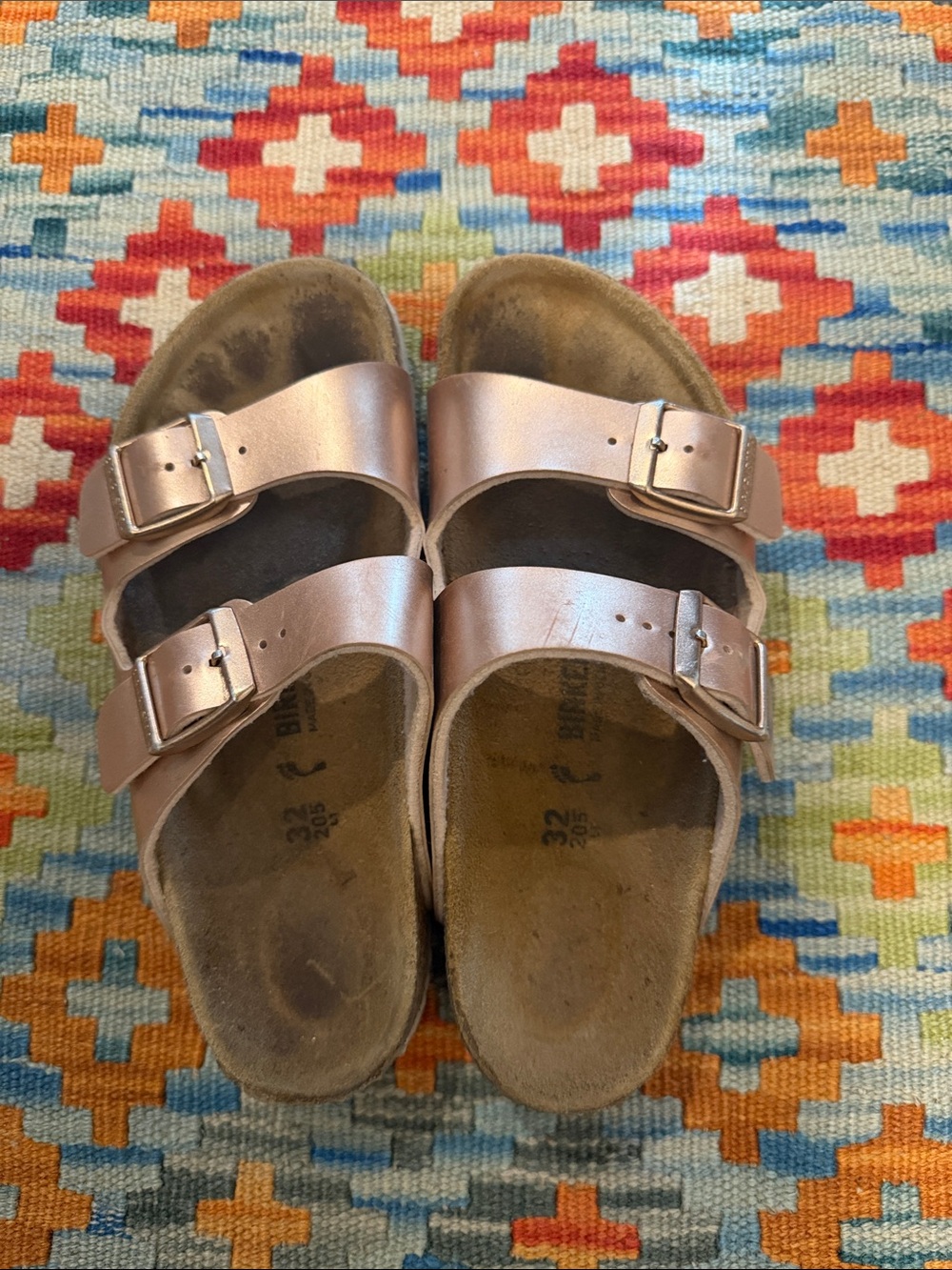 Birkenstock Kids Metallic Rose Pink Two-Buckle Sandals